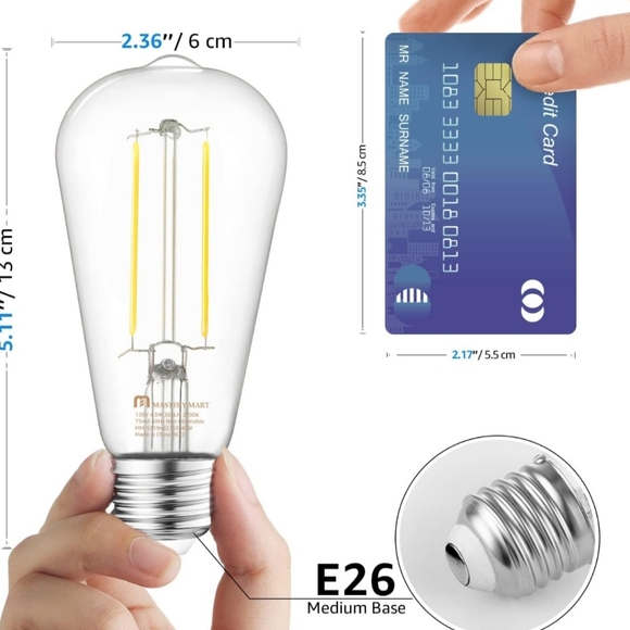 Vintage E26 LED Light Bulb, Glass ST21 Ampoule Vintage Antique Edison Style - Picture 7 of 7